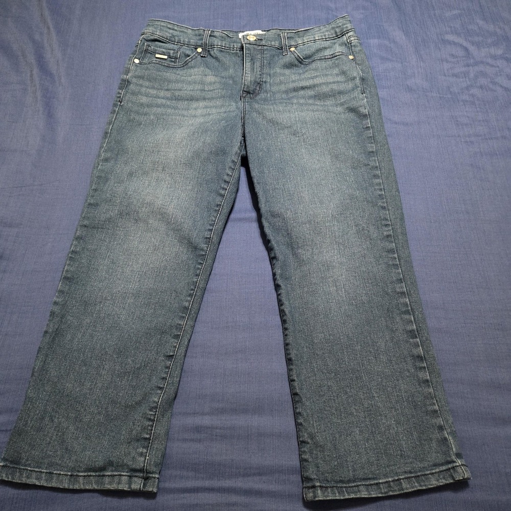 Nine West Capri Jeans Womens 10 Blue Medium Wash Mid Rise Chrystie Stretch Denim